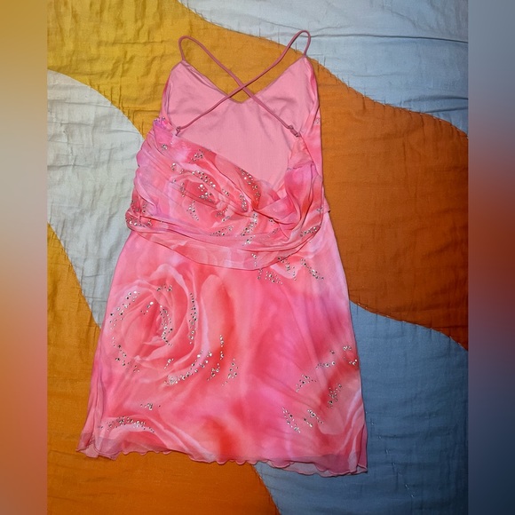 Oh Polly Pink Mini Dress with Rhinestone embellishments - Picture 3 of 4